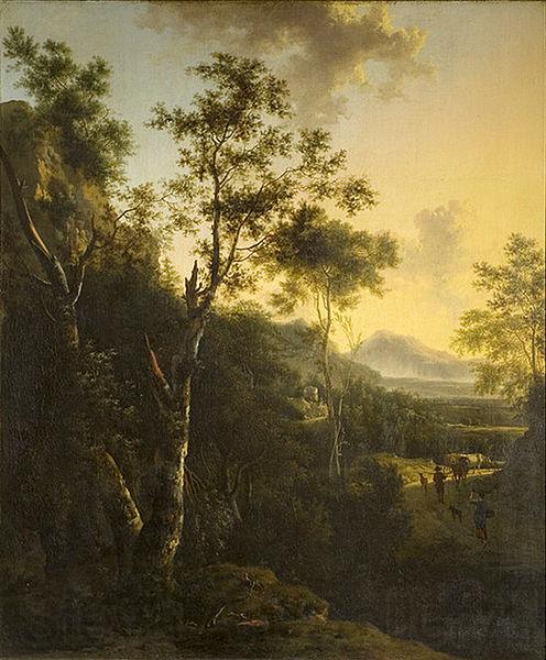 Frederik de Moucheron Rocky Landscape with Cattle and Figures 1675